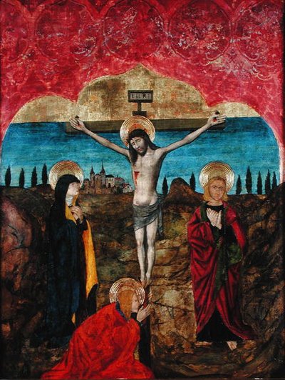 Christ on the Cross between the Virgin, St. John and Mary Magdalene by Spanish School